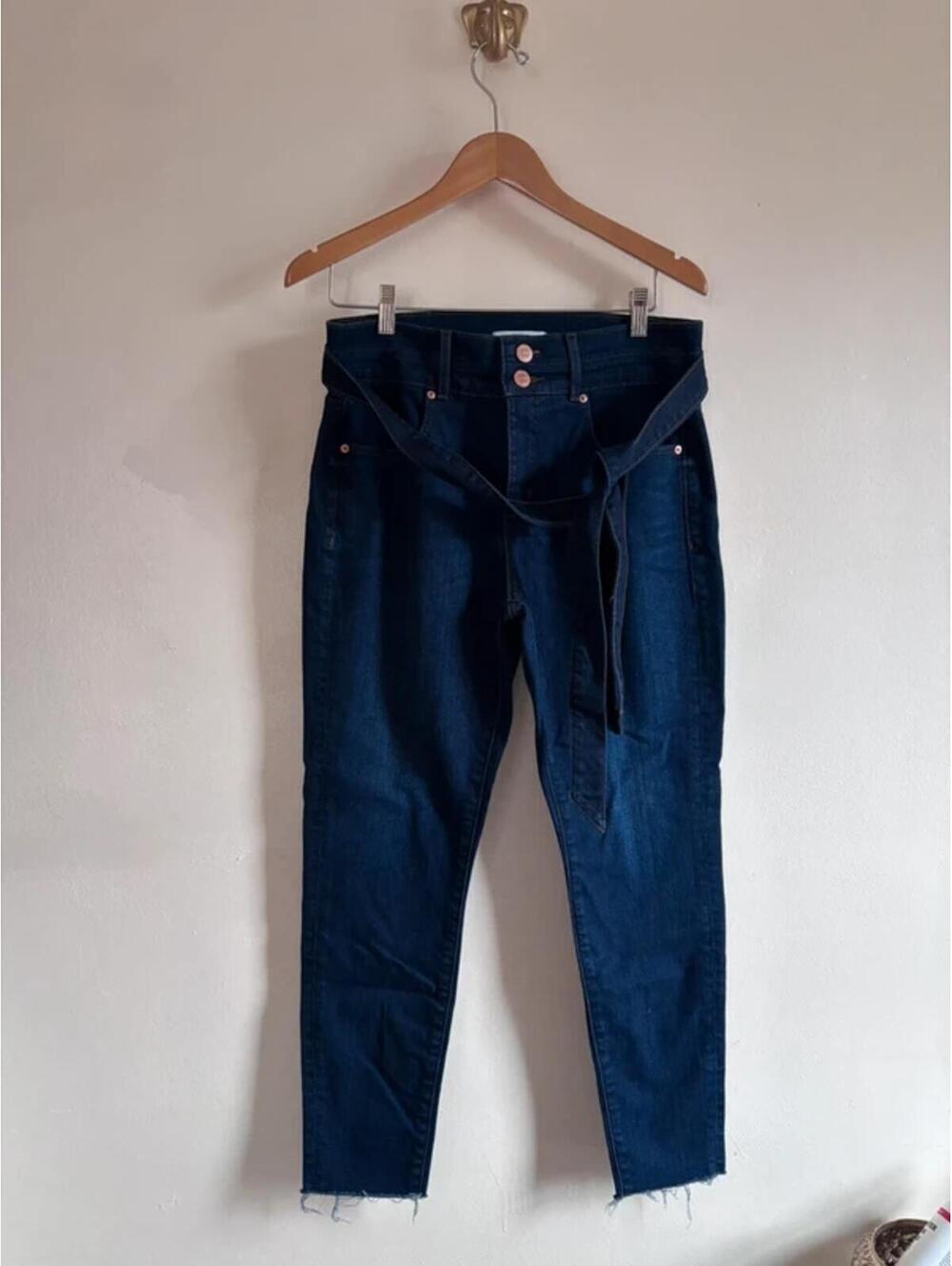 LOFT High Waist Skinny Blue Jeans with Matching Belt size 6